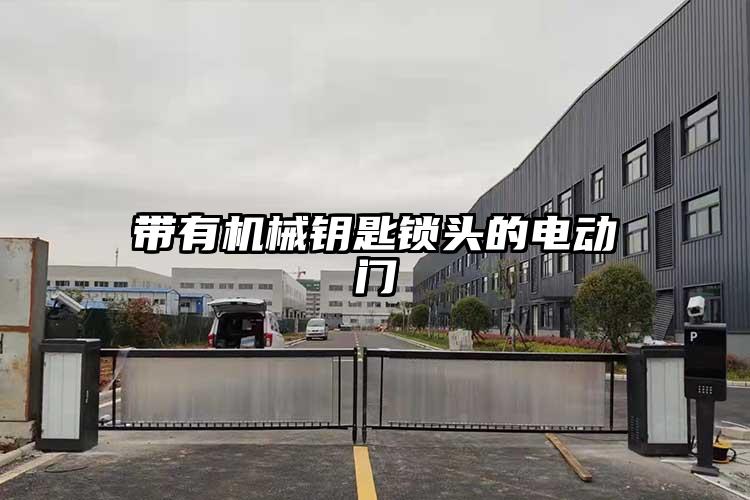 帶有機械鑰匙鎖頭的電動門